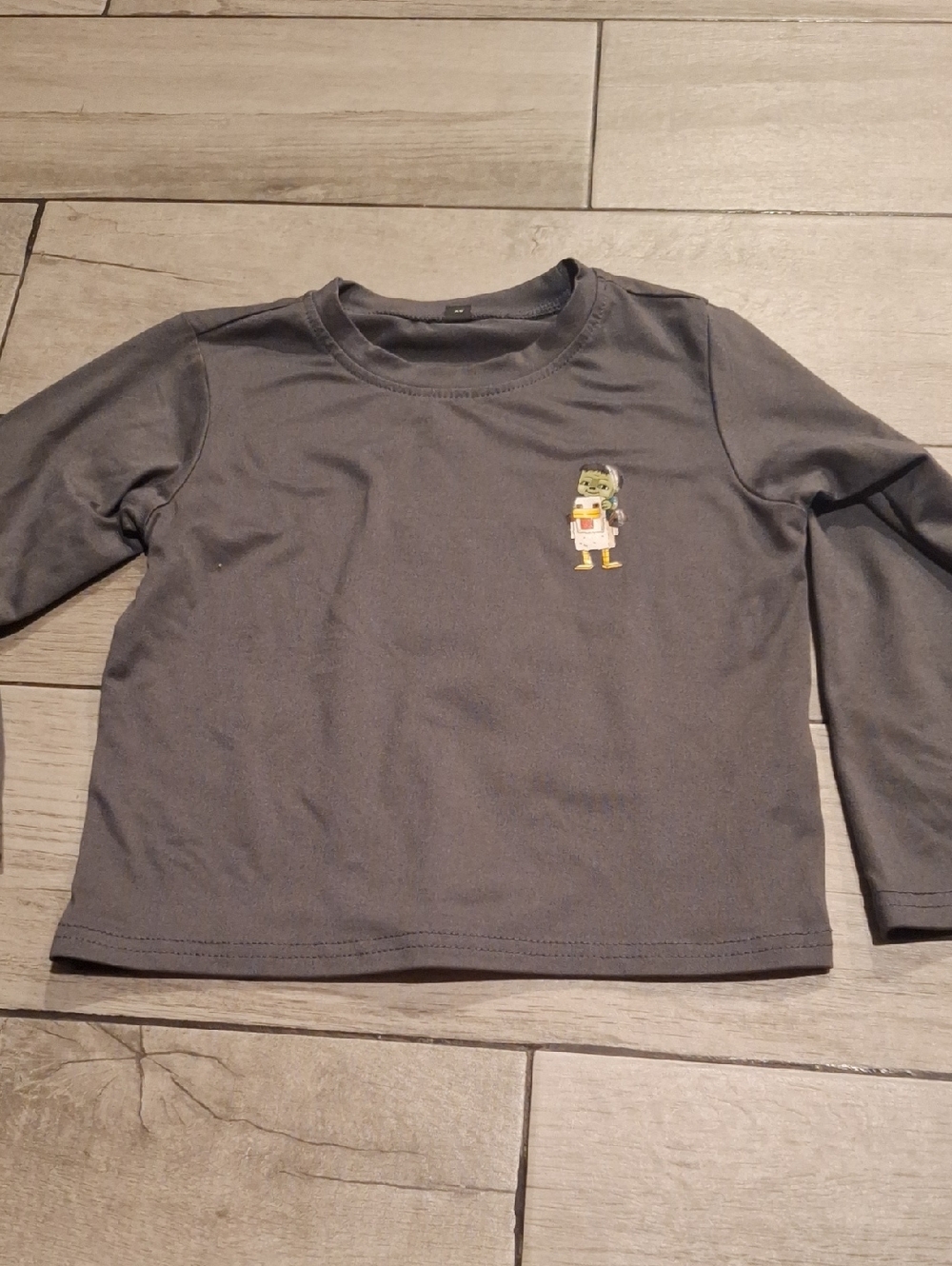 🍁Kids Long-Sleeve Minecraft Chicken Jockey Charcoal Graphic Tee🍦